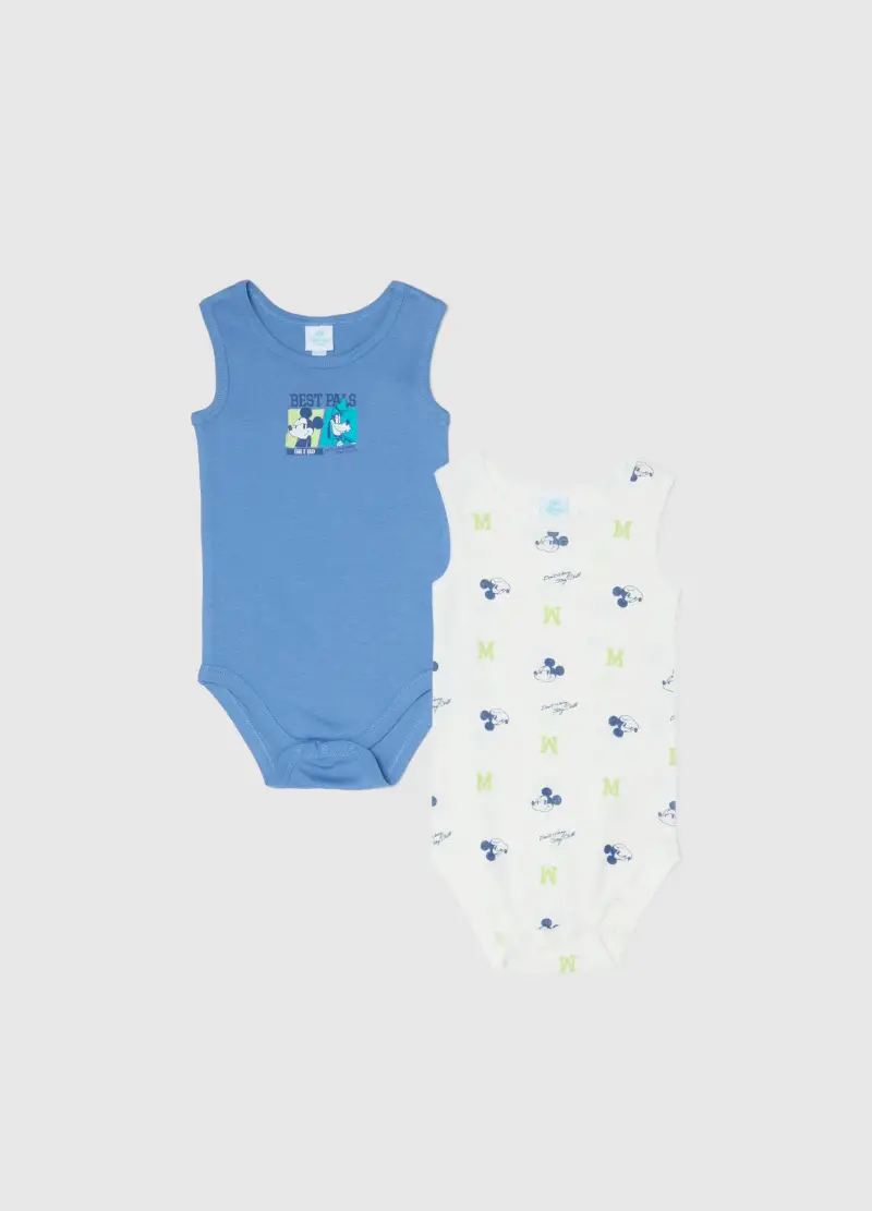 FAGOTTINO Bipack Body Senza Maniche In Puro Cotone Multicolor Da Neonato Topolino, Bambino, Multicolor