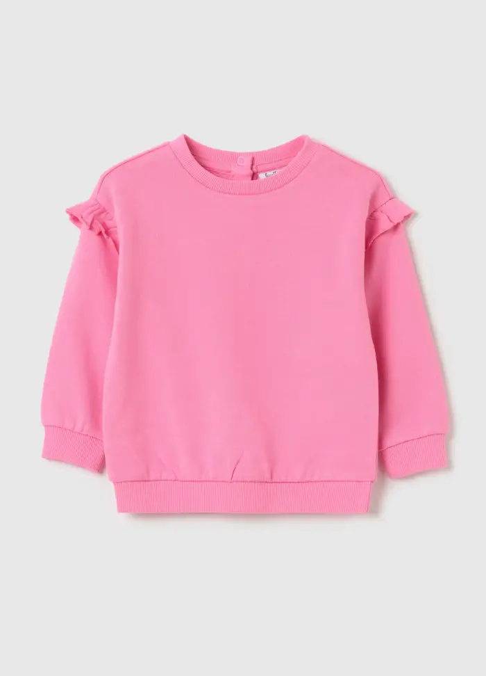 Felpa In French Terry Con Rouches, Bambina, Rosa