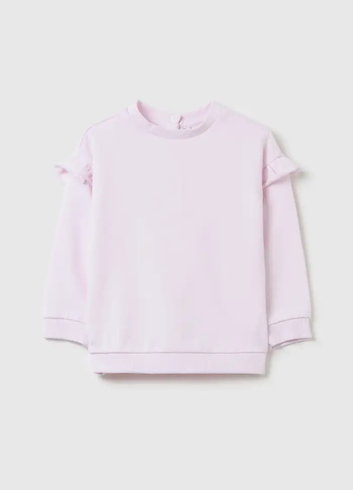 Felpa In French Terry Con Rouches, Bambina, Viola