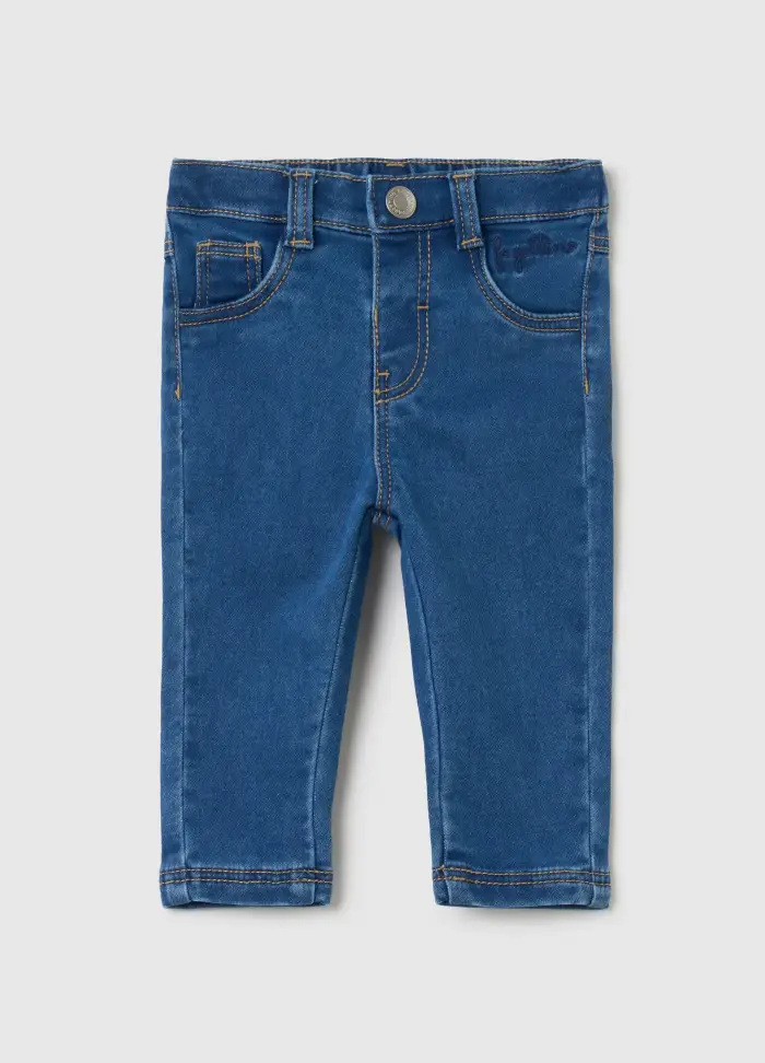 Jeans In French Terry Cinque Tasche, Neonato, Denim