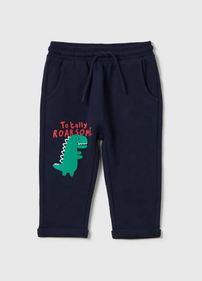 Joggers In French Terry Stampa "totally Roarsome", Bambino, Blu