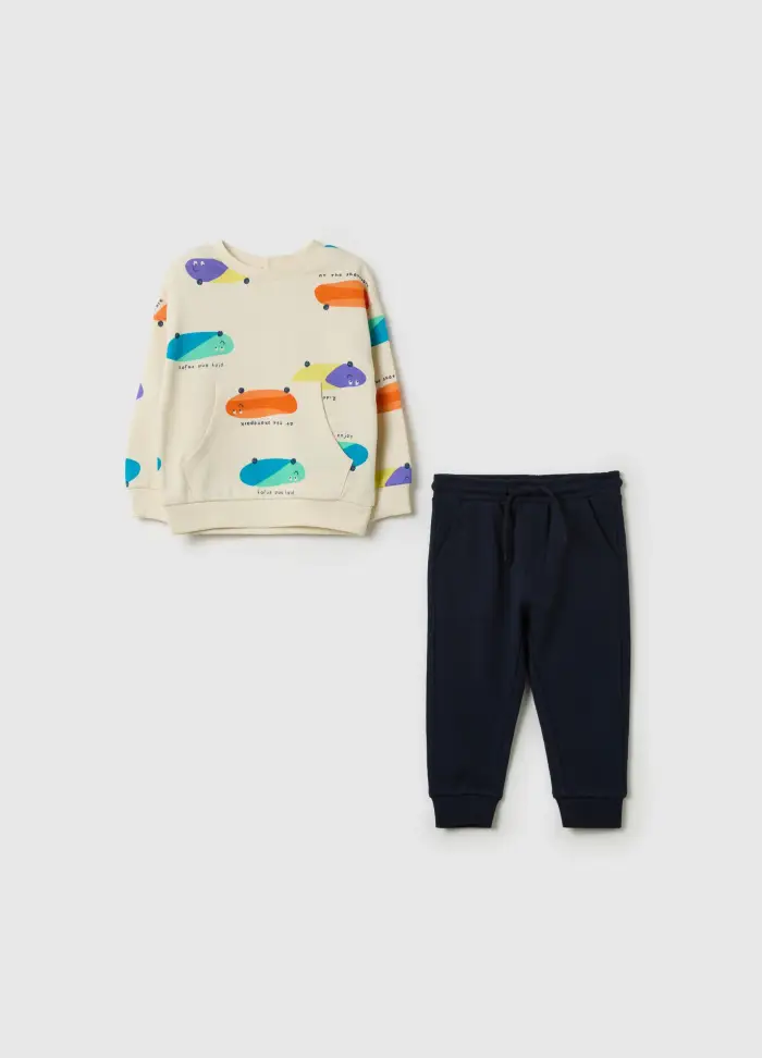 Jogging Set In Felpa Con Stampa Tavola Da Skateboard, Bambino, Multicolor