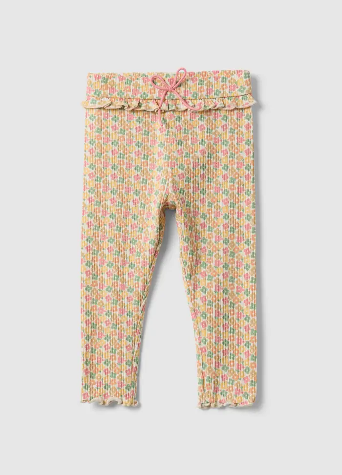 Leggings Con Motivo Floreare Da Bimba In Cotone Elasticizzato Slim Fit, Bambina, Multicolor