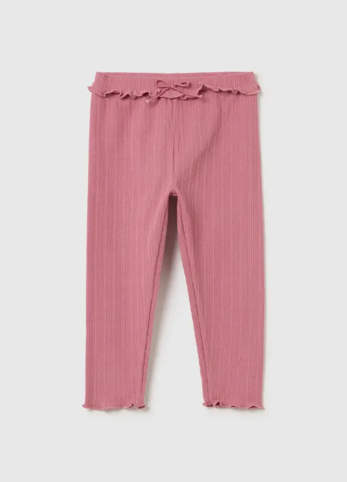 Leggings Con Trama Jacquard, Bambina, Rosa