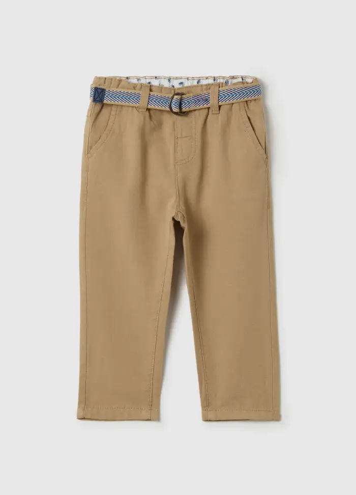 Pantaloni Chino Con Cintura, Bambino, Beige