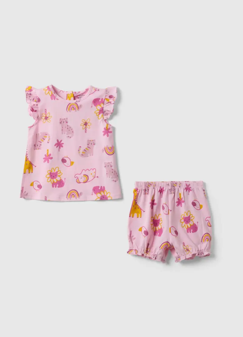FAGOTTINO Pigiama In Puro Cotone Rosa Da Neonata Regular Fit Con Animali, Bambina, Rosa