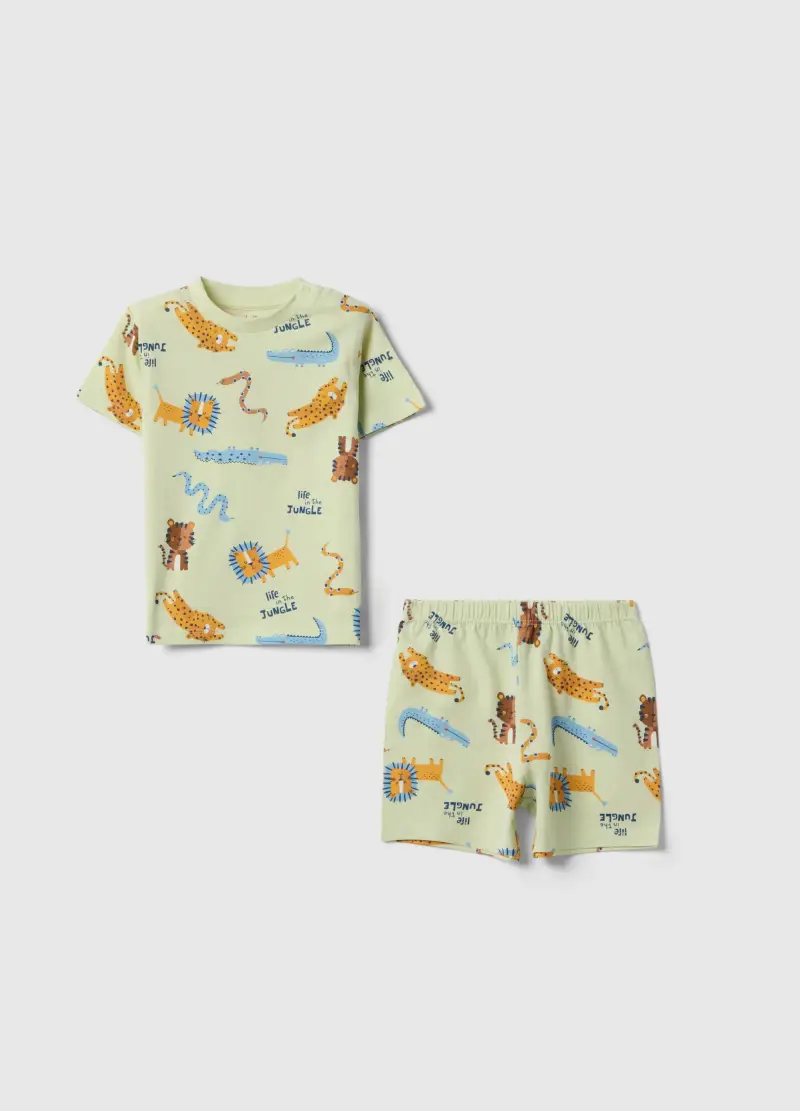 FAGOTTINO Pigiama In Puro Cotone Verde Da Neonato Regular Fit Con Animali, Bambino, Verde