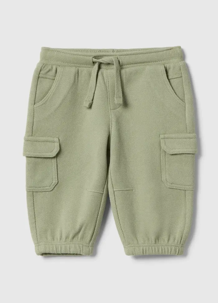 Shorts Cargo Verde In Misto Cotone Da Neonato Regular Fit, Verde