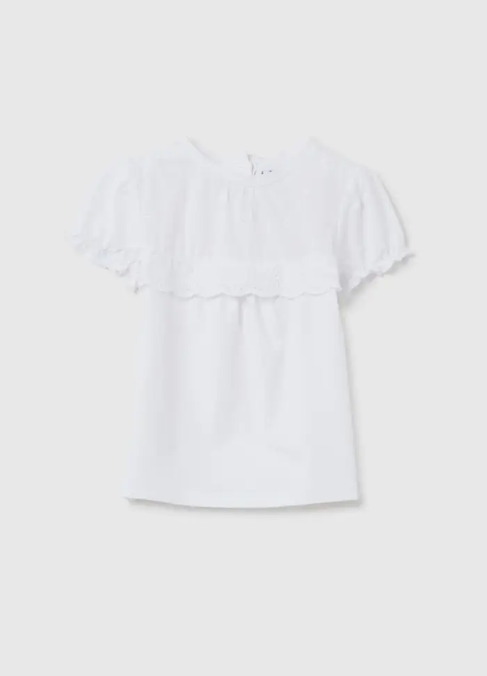 FAGOTTINO T-shirt Da Neonata Bianca Regular Fit Con Arricciature Sulle Maniche, Bambina, Bianco