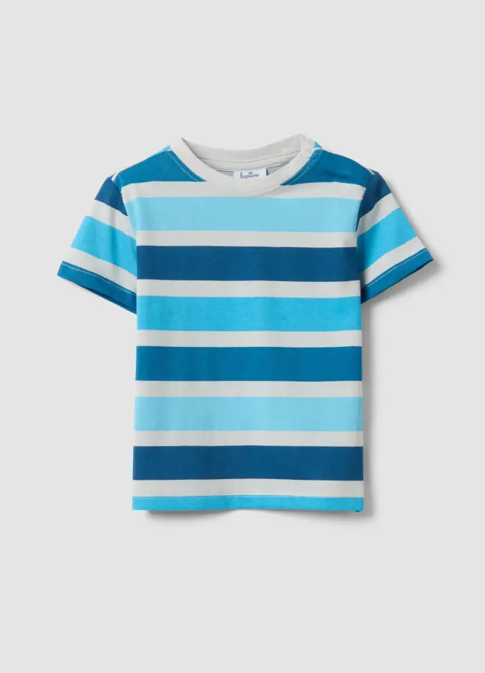T-shirt In Puro Cotone A Righe Multicolor Da Bimbo Regular Fit, Bambino, Multicolor