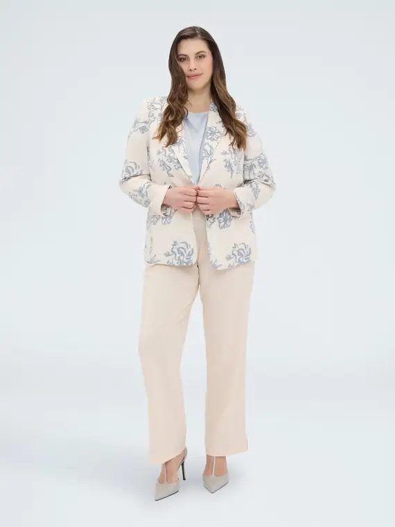 Fiorella Rubino Blazer con stampa floreale Donna, Beige (46 IT)