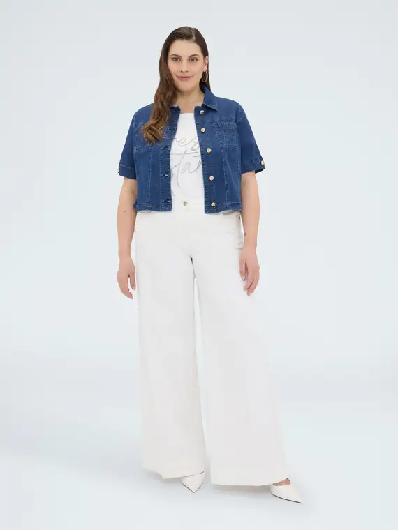 Fiorella Rubino Giacca maniche corte in denim Donna, Blu (46 IT)