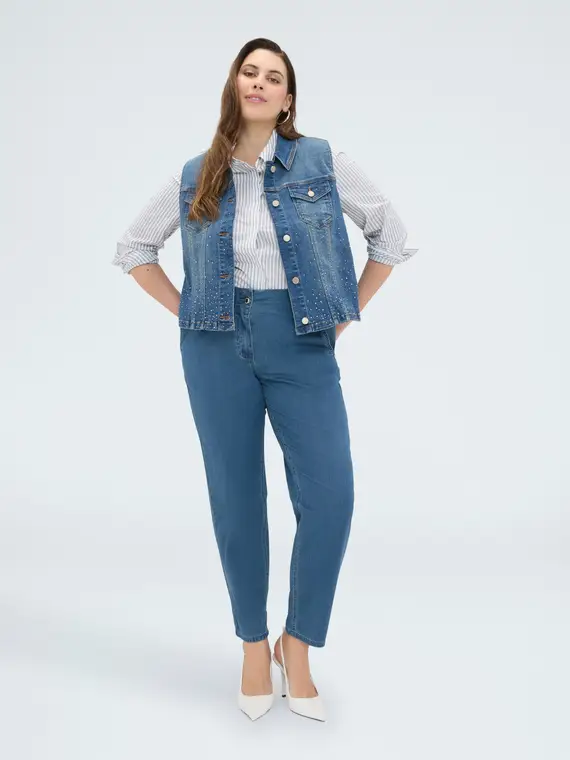 Fiorella Rubino Jeans Balloon in denim misto cotone Donna, Blu (44 IT)
