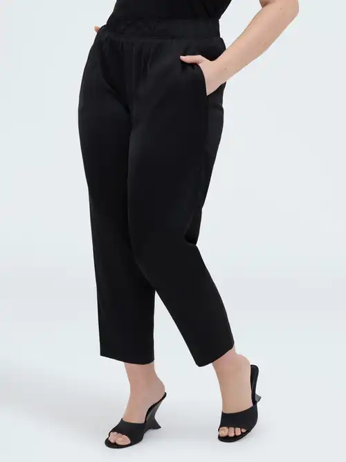Fiorella Rubino Joggers in raso stretch Donna, Nero (60-62 IT)