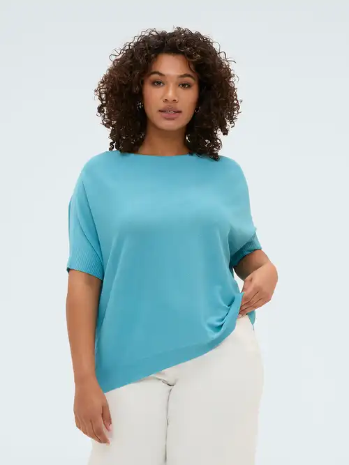 Fiorella Rubino Maglia misto viscosa scollo a barchetta Donna, Verde acqua