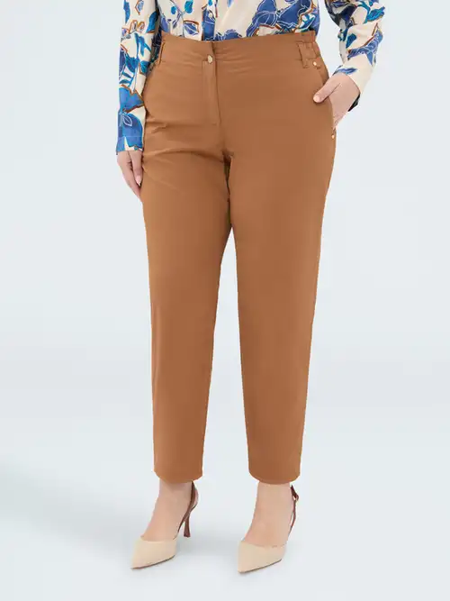 Fiorella Rubino Pantaloni Balloon in misto cotone Donna, Marrone (58 IT)