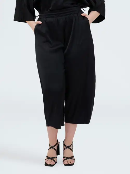 Fiorella Rubino Pantaloni Balloon in raso stretch Donna, Nero