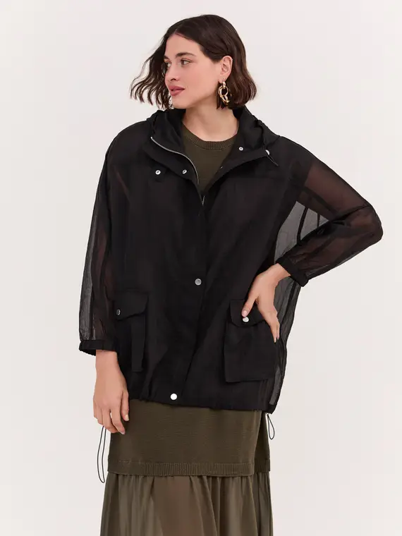 Fiorella Rubino Parka in voile con cappuccio Donna, (60-62 IT)