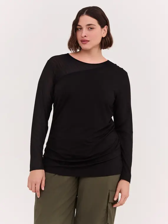 Fiorella Rubino T-shirt con inserto in tulle Donna, (60-62 IT)