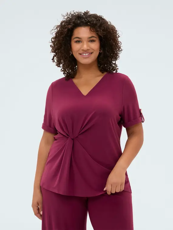 Fiorella Rubino T-shirt in jersey con drappeggio Donna, Bordeaux (44-46 IT)