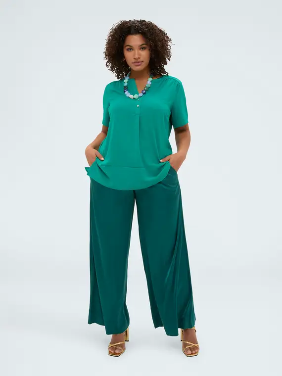 Fiorella Rubino T-shirt in misto lyocell con bottoncini Donna, Verde acqua (44-46 IT)