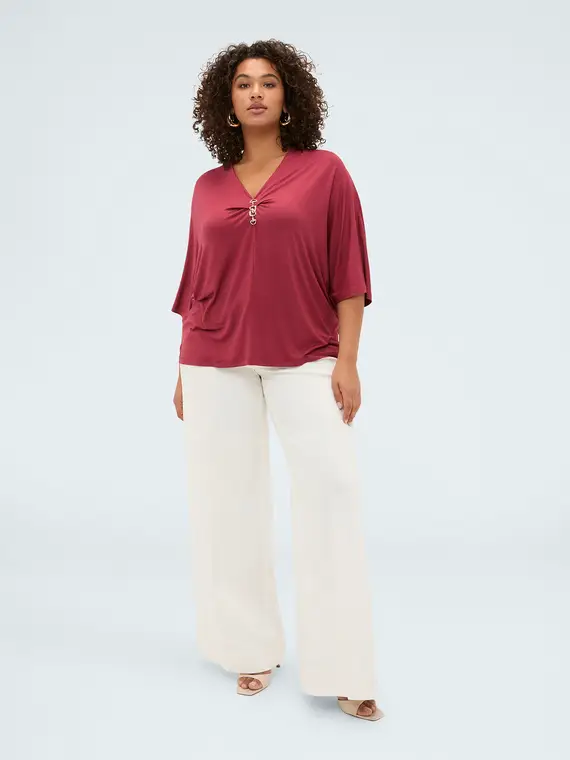 T-shirt in viscosa con dettaglio decorativo Donna, Rosso