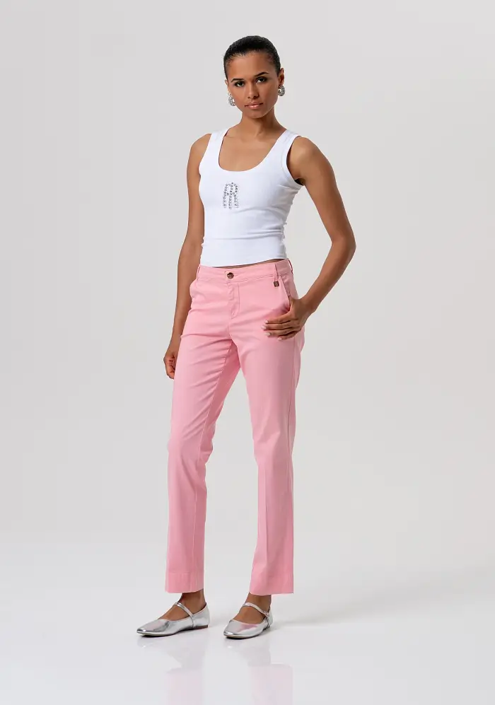 Fracomina Pantalone regular modello chino in gabardina
