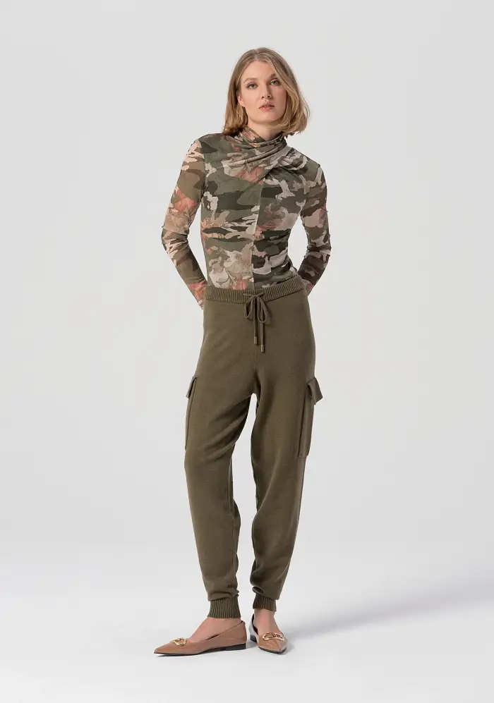 Fracomina Pantalone regular modello jogger in maglia