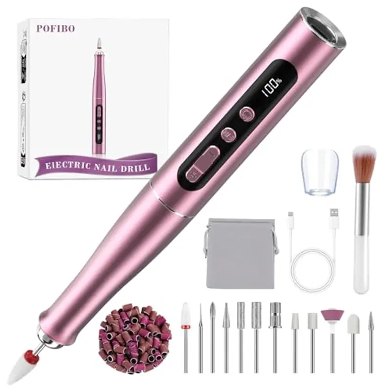 POFIBO Fresa per unghie professionale 35.000 giri/min - lima elettrica per unghie in gel ricostruzione e acrilico, nail drill a velocità