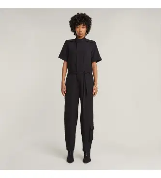 G-Star per donna D19661-9285-6484 Tuta da lavoro a maniche corte nera, Nero, Casual, Poliestere, Manica corta