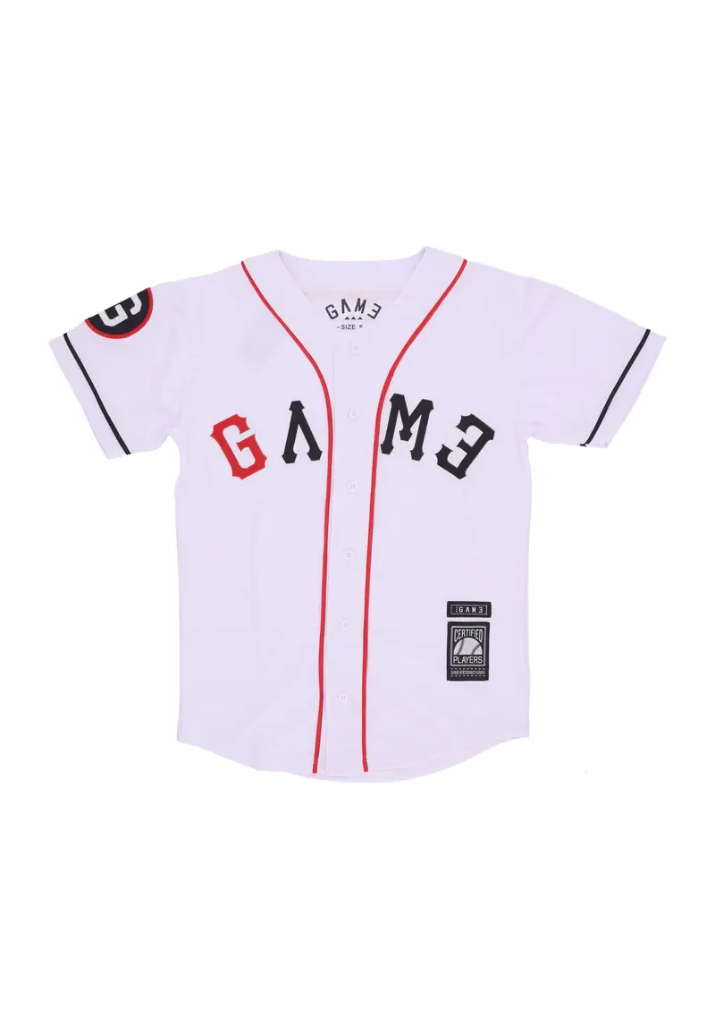 Game Casacca Bottoni Uomo Baseball Jersey White/black/red
