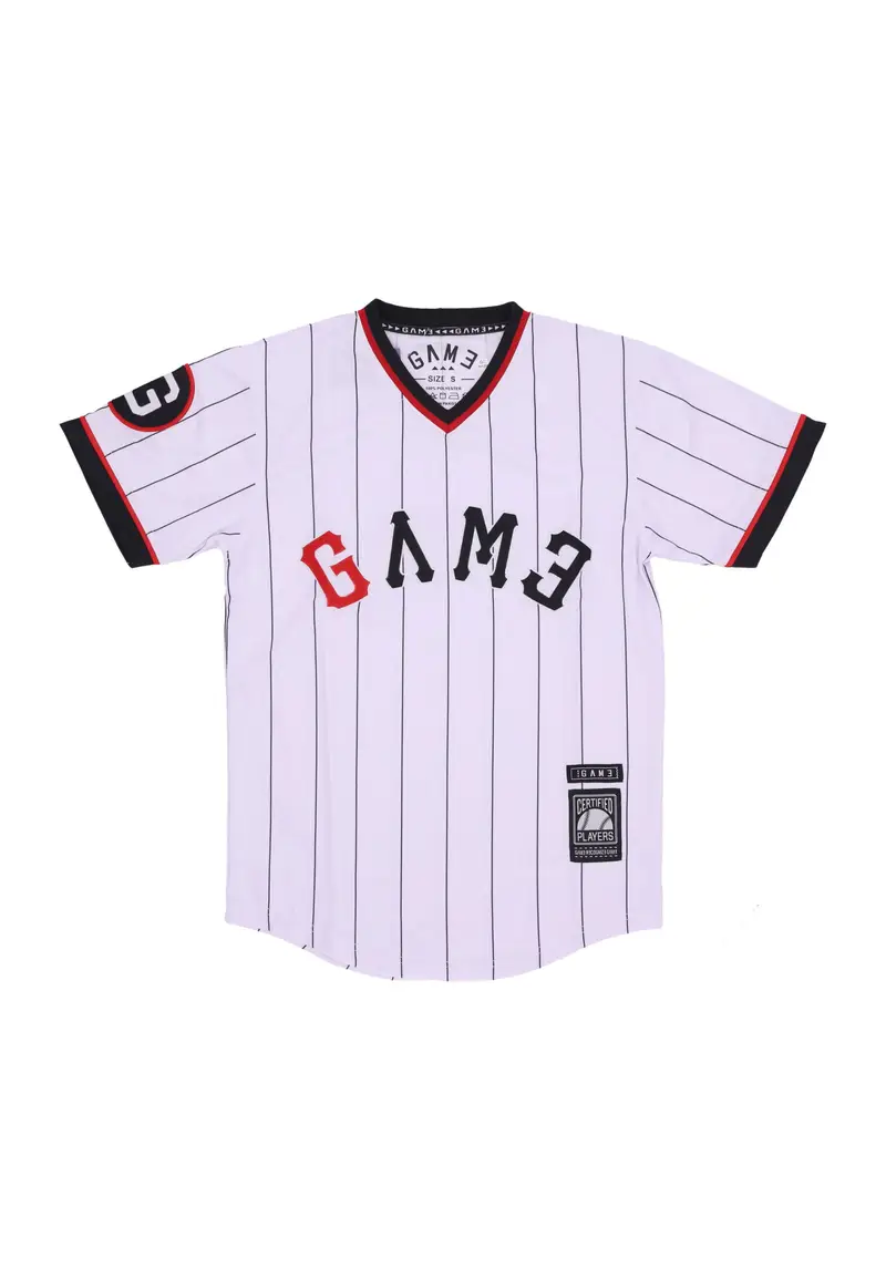 Game Casacca Uomo Vneck Baseball Jersey White/black/red