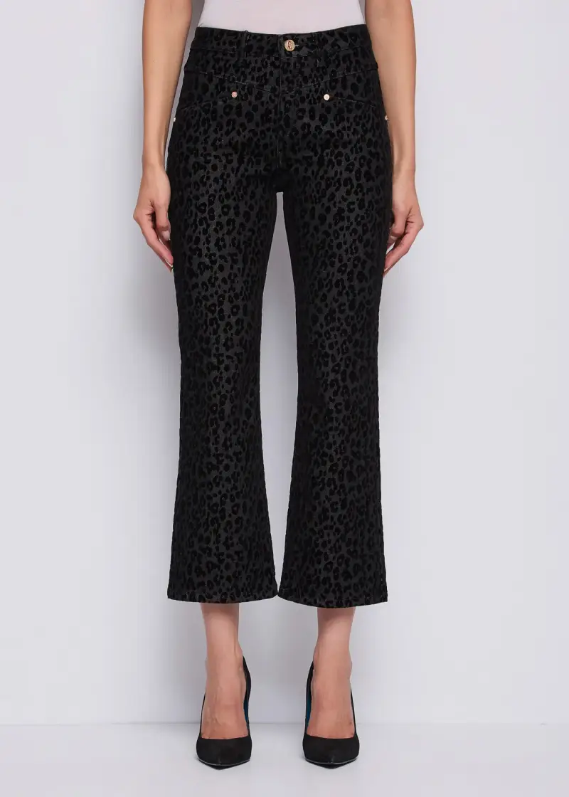 Gaudì Jeans Jeans da donna in cotone con stampa flock animalier Multicolore