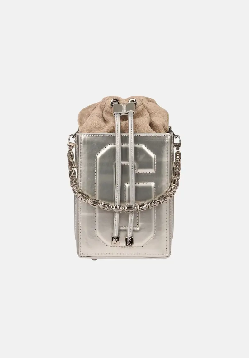 GCDS Borsa a mano argento da donna con logo in rilievo 3D