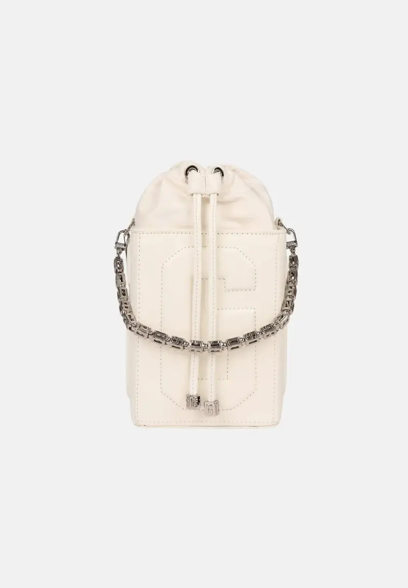 GCDS Borsa a mano panna da donna con logo in rilievo 3D