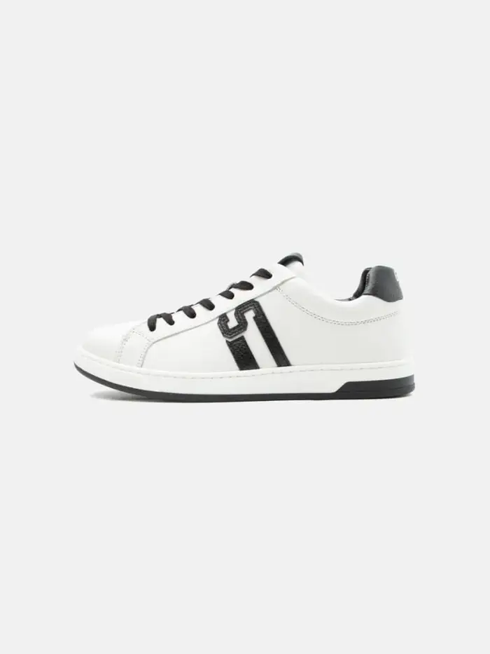 Gcds sneakers side in pelle bianca con logo nero