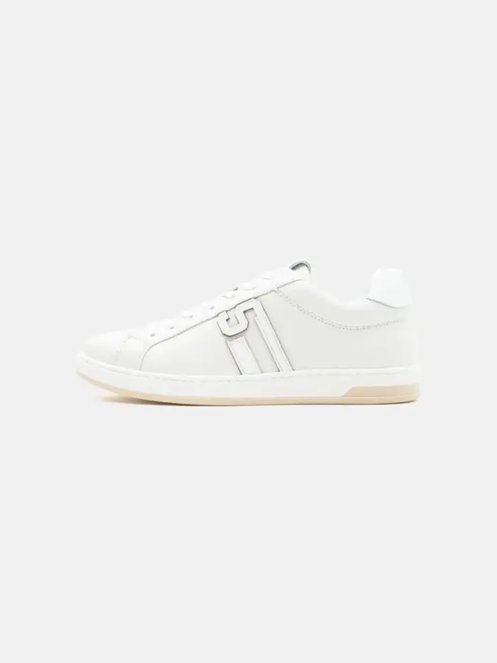 Gcds sneakers side in pelle bianca con logo
