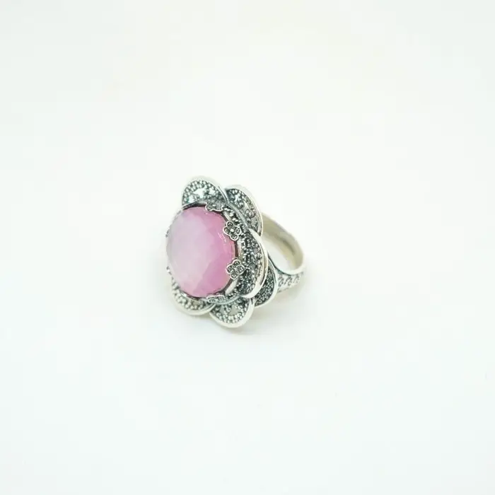 Anello Arg 925/000 Con Pietra Taglio Cab Sfaccettata - Gerardo Sacco