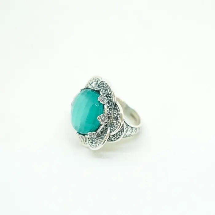 Anello Arg 925/000 Con Pietra Taglio Cab Sfaccettata - Gerardo Sacco