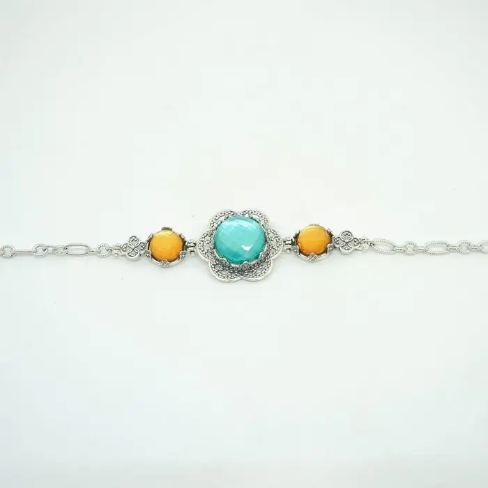 Bracciale Argento 925 Con Pietre Cabochon Sfaccettate - Gerardo Sacco