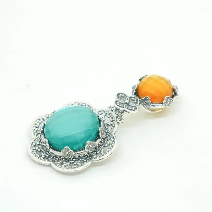 Ciondolo In Argento 925 Con Pietre Cabochon Ninfea Aperta - Gerardo Sacco
