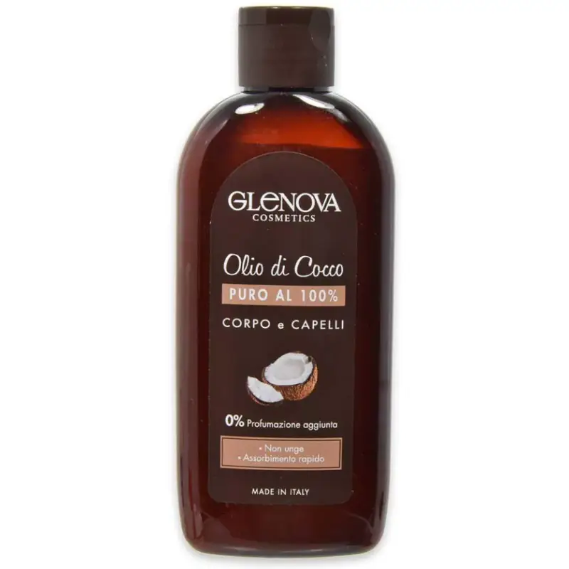 Glenova Olio Di Cocco Puro Al 100% Corpo Capelli 0% Profumazione Aggiunta 200 ml