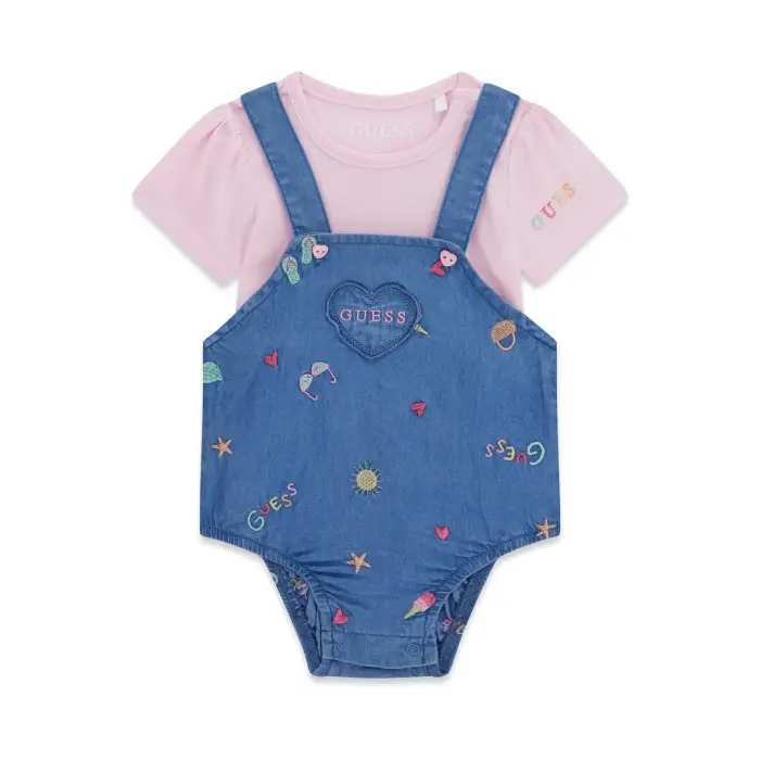Completo body+salopette per bambina Guess Rose