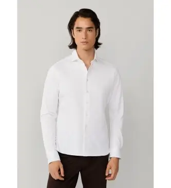per uomo HM3010637 Camicia in piqué bianco (M), Casual, Cotone, Classico, Manica lunga