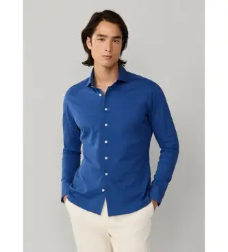 per uomo HM3010637 Camicia in piqué blu (XXL), Casual, Cotone, Classico, Manica lunga