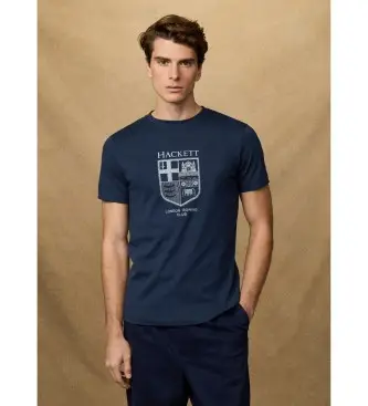 per uomo HM5000083 T-shirt blu navy con logo Heritage (XXL), Casual, Cotone, Manica corta