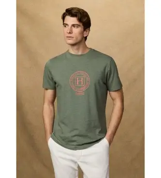 per uomo HM5000087 T-shirt verde Heritage Text (M), Casual, Cotone, Manica corta
