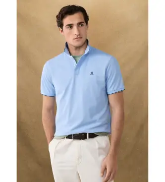 per uomo HM5600136 Polo Heritage Tipped Blue (S), Casual, Cotone, Manica corta Blu