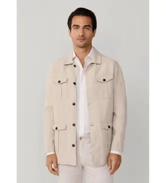 per uomo HM6000021 soprabito di lino beige (XXL), Casual