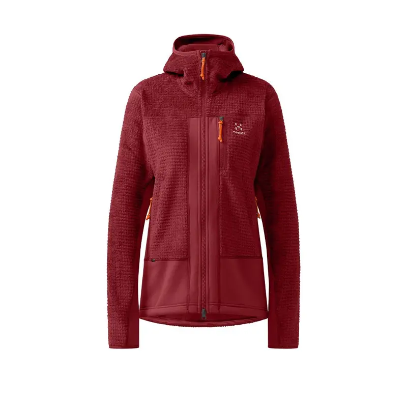 Haglofs Haglöfs Felpa In Pile Vassi Mid Hood Carmine Red Donna Rosso